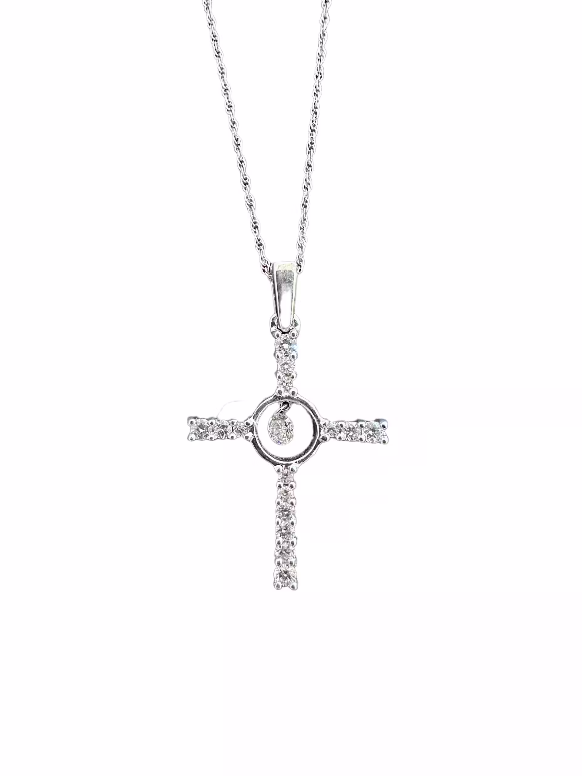 Elegant diamond cross pendant necklace for women. Perfect for jewelry lovers and gift-giving occasio.
