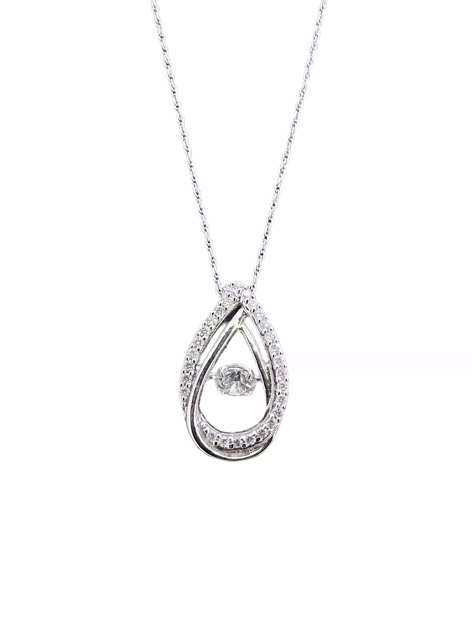 Elegant diamond teardrop pendant necklace with sparkling accents.