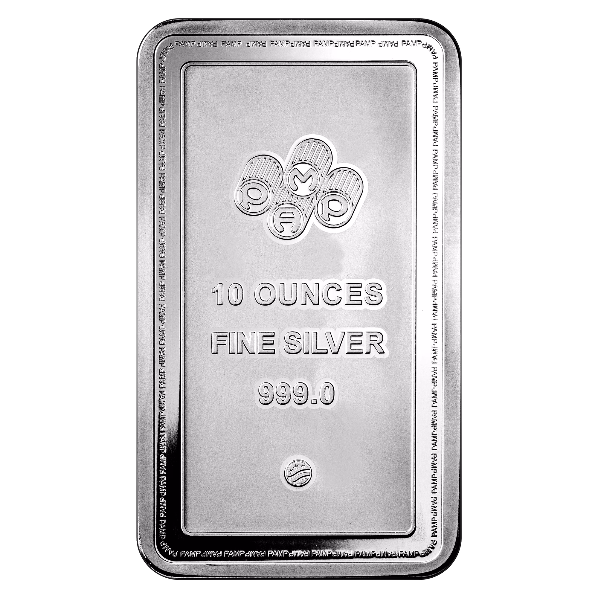 Lingote de plata de 10 onzas y pureza 999,0, ideal para la inversión y el comercio de metales preciosos.