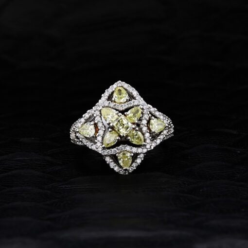 Anillo Diamante Amarillo 18K