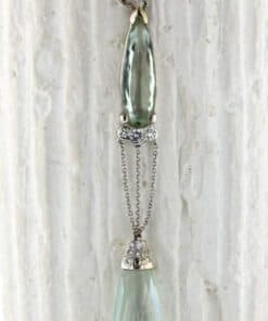 14K Green Amethyst and Diamond Pendant
