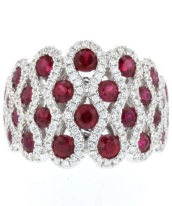 WHITE GOLD NATURAL COLOR INSPIRED STYLISH RUBY DIAMOND RING