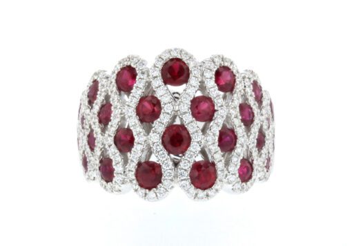 WHITE GOLD NATURAL COLOR INSPIRED STYLISH RUBY DIAMOND RING