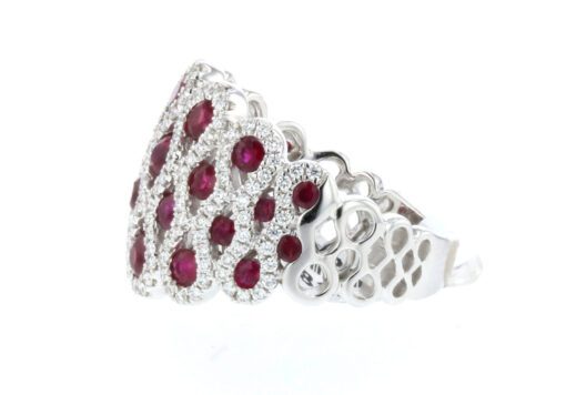 WHITE GOLD NATURAL COLOR INSPIRED STYLISH RUBY DIAMOND RING - Image 2