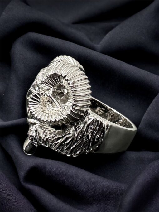 Custom Designed Sterling Silver Rams Ring - Imagen 3