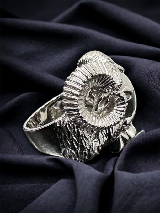 Custom Designed Sterling Silver Rams Ring - Imagen 2