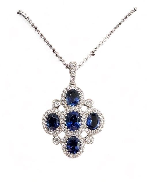 Colgante Zafiro Azul y Diamante 18K