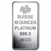 Lingote de plata suiza «Platinum» de 10 oz con número de serie y logotipo, ideal para invertir en metales preciosos.
